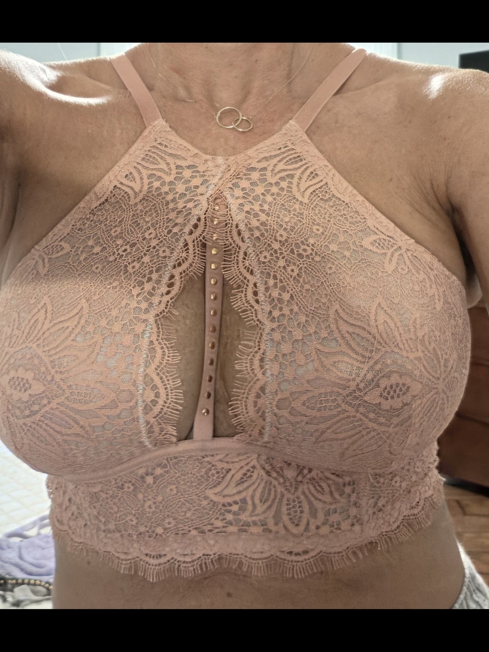 Victoria's Secret Very Secy Unlined Plunge Lace High-Neck Bralette